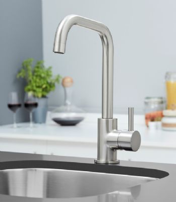 EVO ELERA D BRUSHED NICKEL MONO SINGLE LEVER KITCHEN SINK MIXER TAP with D SHAPED SWIVEL SPOUT, KTAP007BN EVO ELERA D BRUSHED NICKEL MONO SINGLE LEVER KITCHEN SINK MIXER TAP with D SHAPED SWIVEL SPOUT, KTAP007BN